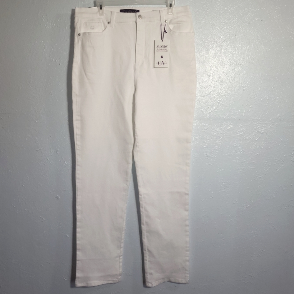 Gloria Vanderbilt White Straight Leg Jeans Classic Design Size 14L